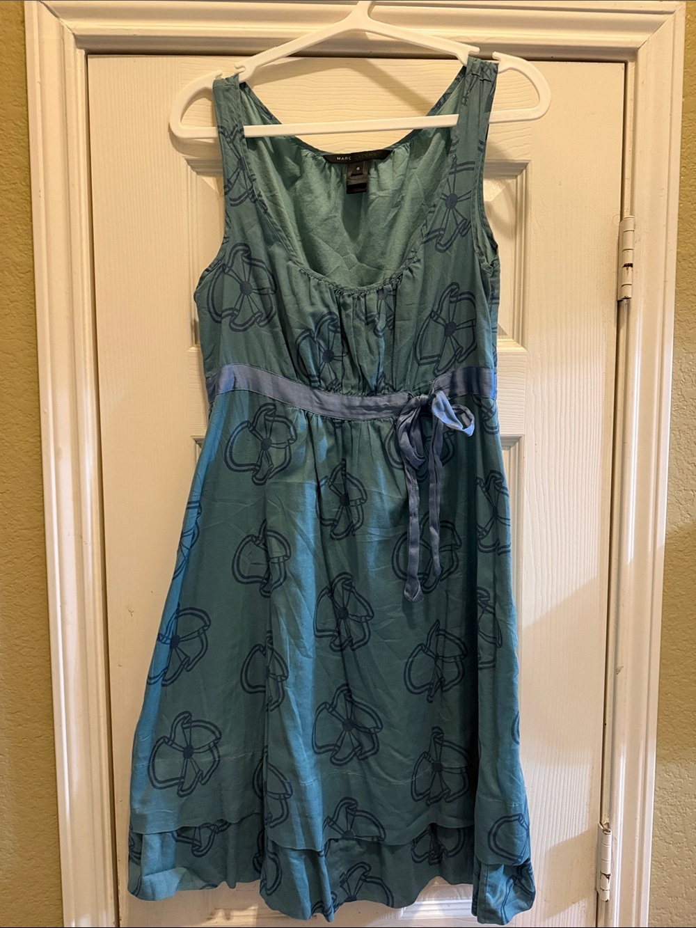 Marc Jacobs Teal Sleeveless Tie-Waist Midi Dress